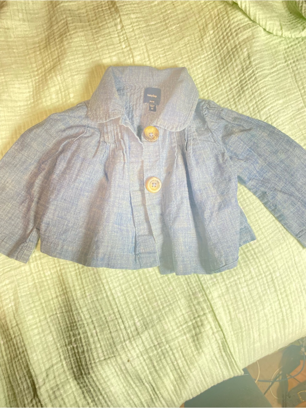 Blue Chambray Button Front Top